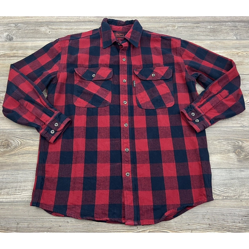 Five Brother Flannel Shirt Buffalo Plaid Mens Large Red/Black Gorpcore Cabincore